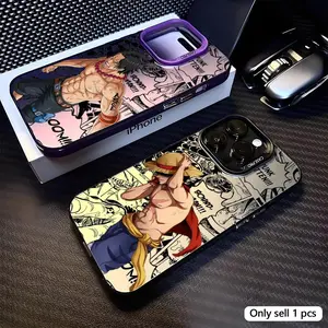 L-LuffyS Ace One P-Piece Phone Case For iPhone 12 13 14 15 16 17 Pro Max Air | Aurora Gradient Laser Metallic Phone Case | Multicolor Matte Finish with Smooth Soft-Touch Feel | Scratch-Resistant Anti-Fingerprint Protective Cover