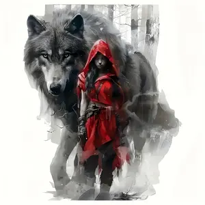 6Pcs Girl & Wolf Heat Transfer Vinyl Iron On Patches Mixed Color DIY Stickers for Tshirt Backpack Jeans Sewing Craft Supplies Ironing Transfer Vinyl Patches