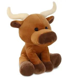 DOLLIBU Polyester Fluffy Look Longhorn Stuffed Toy, 7 in, Super Soft, Floppy Design, Age-Appropriate for 0+