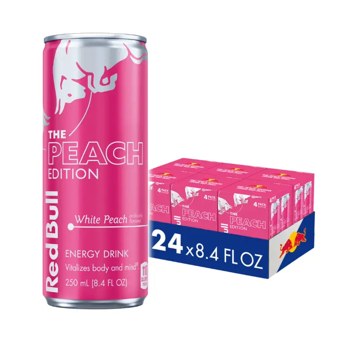 Red Bull Peach Edition Energy Drink, White Peach, 8.4 fl. oz., 6 x 4 Cans Red Bull Peach Edition Energy Drink, White Peach, 8.4 fl. oz., 6 x 4 Cans