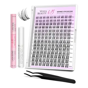 VEYESBEAUTY Aliva Cluster Lashes individual Lash Extensions Layered Wispy Faux Mink Lash Newbie's Five-Second DlY Mixed Length for Self Application Makeup atHome Cosmetic Eyelashes Extensions