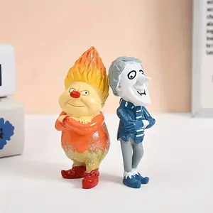 Christmas Anime Figurine Set Snow Miser & Heat Miser Resin Statue, Classic Style Home Kitchen Decor, Holiday Table Display Gift