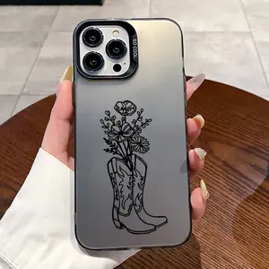 Phone Case for iPhone 17 Air iPhone 16 15 Pro Max 14 Plus 16E 13 12 11 X XS XR Cowboy Boots Pattern Matte Shockproof Anti-Scratch Stylish Smartphone Cover