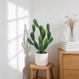 Artificial Cactus Plant Tall UV Resistant Faux Cactus Realistic Texture Fake Desert Cacti Potted with Planter for Home Garden Office Indoor Outdoor Decoration