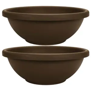 The HC Companies 18 Inch Bowl Planter with with Drainage, Chocolate (2 Pack)