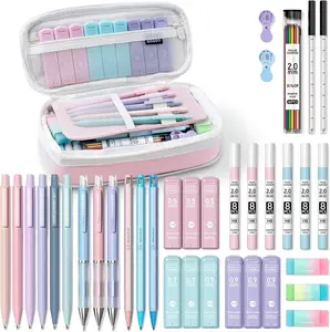 36PCS Aesthetic School Supplies, Mechanical Pencils 0.5mm, 0.7mm, 0.9mm & 2.0mm with 624PCS Lead Refills, Cute Mechanical Pencils for Writing, Drawing & Drafting (Pink)