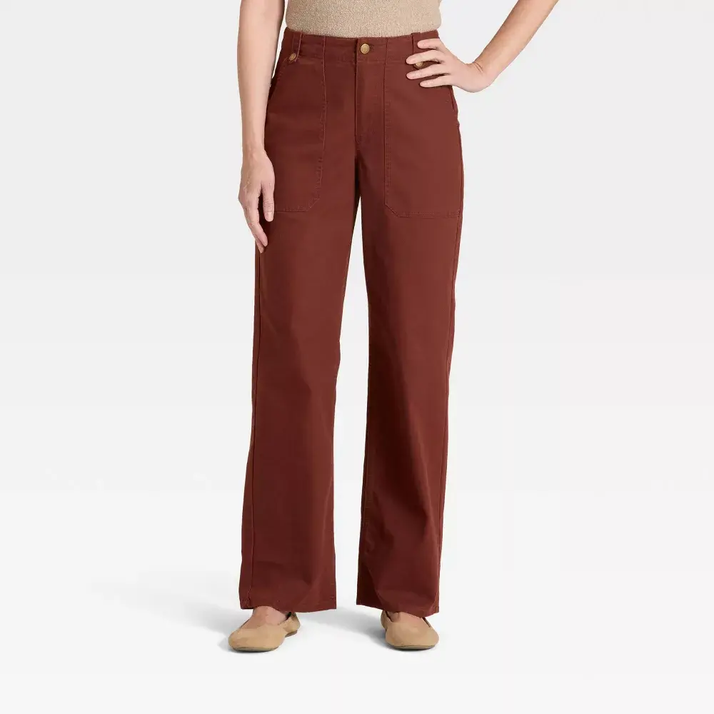 Universal Thread Women's Mid-Rise Straight Leg Cargo Pants - Brown