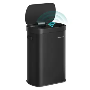 SONGMICS Motion Sensor Trash Can, 13-Gallon (50 L) Automatic Garbage Can with Soft Close Lid, Stainless Steel, Wave or Touch to Open SONGMICS Motion Sensor Trash Can, 13-Gallon (50 L) Automatic Garbage Can with Soft Close Lid, Stainless Steel, Wave or Touch to Open