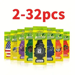 2-32pcs Christmas Tree Car Air Freshener Natural Aromatherapy Tea Paper Hanging Perfume Vanilla Scented Auto Parts Interior