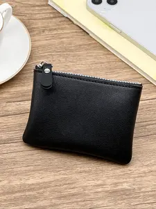 Anti-Theft Card Key Holder Bag, Business Casual Style, 11cm Palm Size, Multi-Layer Storage, PU Wear-Resistant Material, Metal Zipper, Pu Leather Wallet