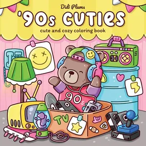 '90s Cuties: Cute and Cozy Coloring Book for Adults & Teens Featuring Adorable Animal Friends in Nostalgic Retro Scenes for Relaxation