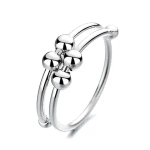 Adjustable Fidget Rings, Anxiety Relief ring, Anti-worry Bead Rings Spinner Ring Gift for Women Men Mom Daughter