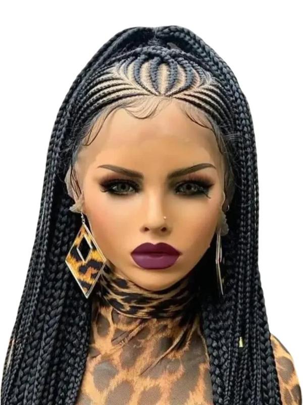DOSAY 36Inch Synthetic Full Lace Braided Wigs for Black Women Cornrow Fulani Braids Knotless Box Braided Wig with Baby Hair Handmade Dreadlocks