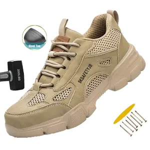 New Men Safety Shoes Anti-smash Anti-puncture Work Shoes Breathable Lightweight Work Sneakers Indestructible Shoes Advanced color scheme Fashion work hiking boots sneakers