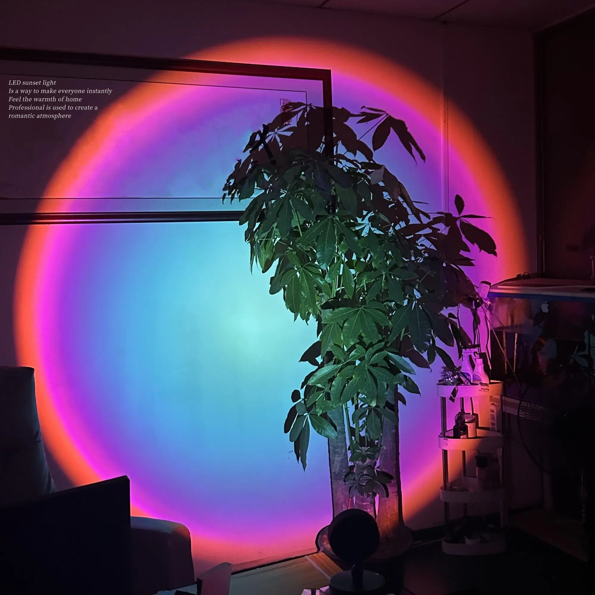 USB Rainbow Sunset Light (1 Count), Color Changing Projector Nightlight, Colorful Ambient Light For Home Party Decor