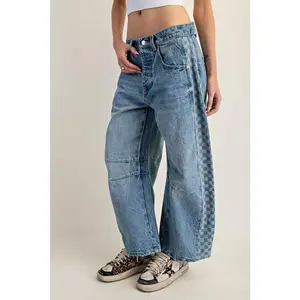 Parker - Checkered Barrel Denim Jeans