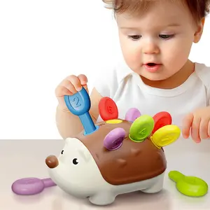 Hedgehog Fine Motor Skills Toy for Toddlers, Sensory Activity Board, Learn Colors & Numbers, Educational Preschool Learning Toy for Travel Activity