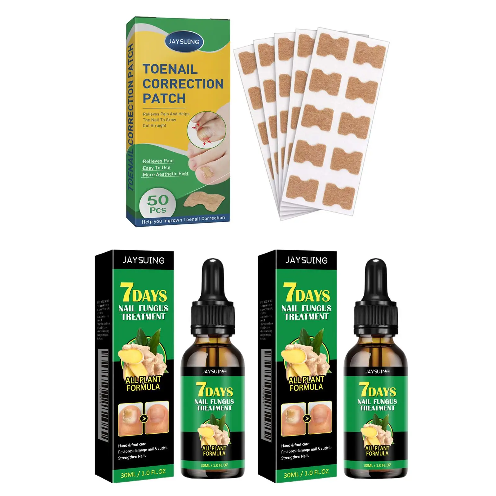 Ginger Nail Care Liquid & Toenail Correction Sticker, Nail Strengthening Serum & Toenail Correction Sticker, Nail Care Product for Women & Men