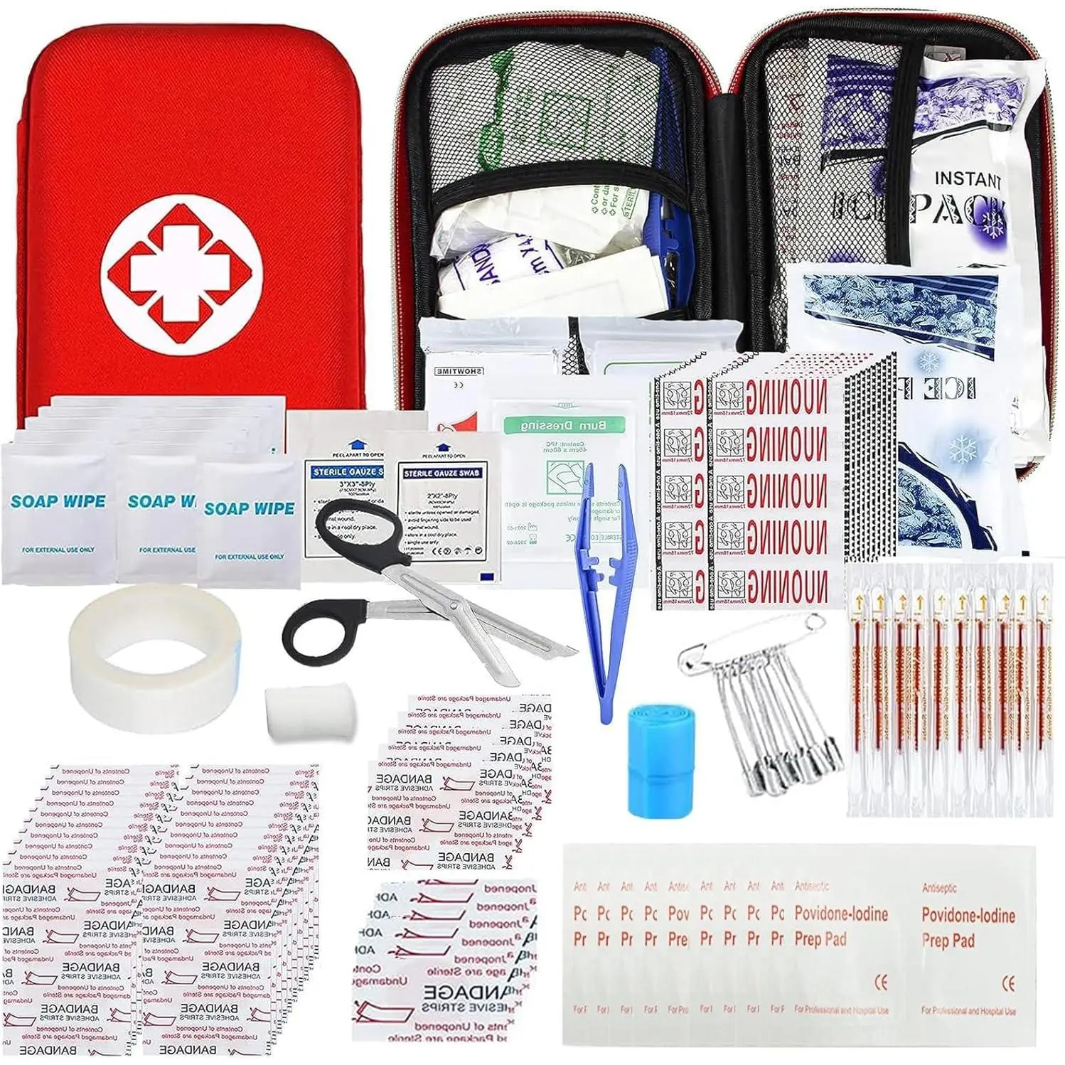 275-Piece EVA Backpack First Aid Kit for Car, Disaster Preparedness Emergency Kit with Iodine Pad, PBT Bandage, Gauze Cotton Swabs, Instant Ice Pack – Home & Hiking Camping Survival Equipment Set, Emergency Kit For Disaster Preparedness, Butterfly-Shaped