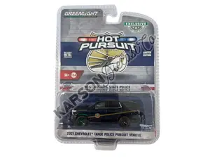 CHASE 2021 Chevrolet Tahoe Police Pursuit Vehicle - West Virginia State Police Department (Hot Pursuit) Diecast 1:64 Scale Model - Greenlight 30343