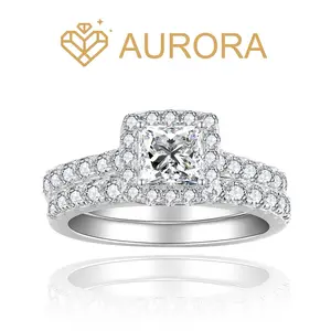 【#164 Regal Shine】Full Moissanite main stone and side stone Ring with 925 sterling silver wedding Ring Synthetic Moissanite