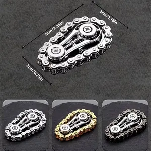 Metal Gear Finger Gyroscope Chain, Gold Silver Color, Adult Finger Exercise Toy, Relaxing Accessory, Durable Metal Chain