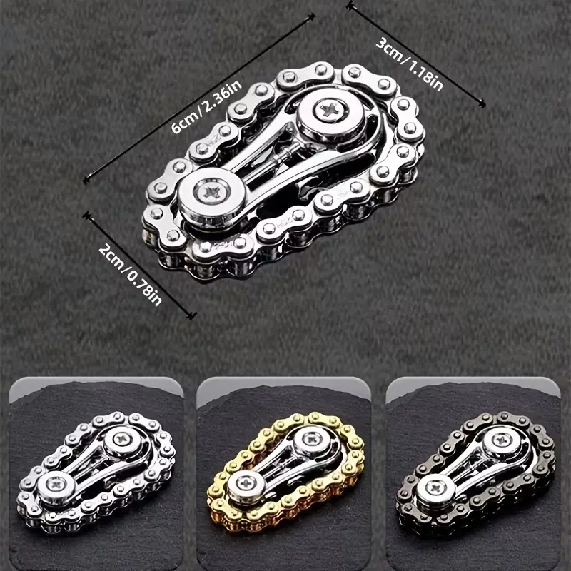 Metal Gear Finger Gyroscope Chain, Gold Silver Color, Adult Finger Exercise Fidgeting Toy, Relaxing Accessory, Stress Relief Fidgets, Stress Relief Tool, Durable Metal Chain, Stress Relieving Tool
