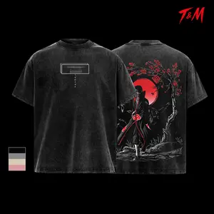 Akatsuki Red Cloud Naruto Vintage Washed T-Shirt, Anime Graphic Tee, Oversized Heavyweight Cotton Streetwear Shirt, Dark Ninja Manga Unisex Outfit