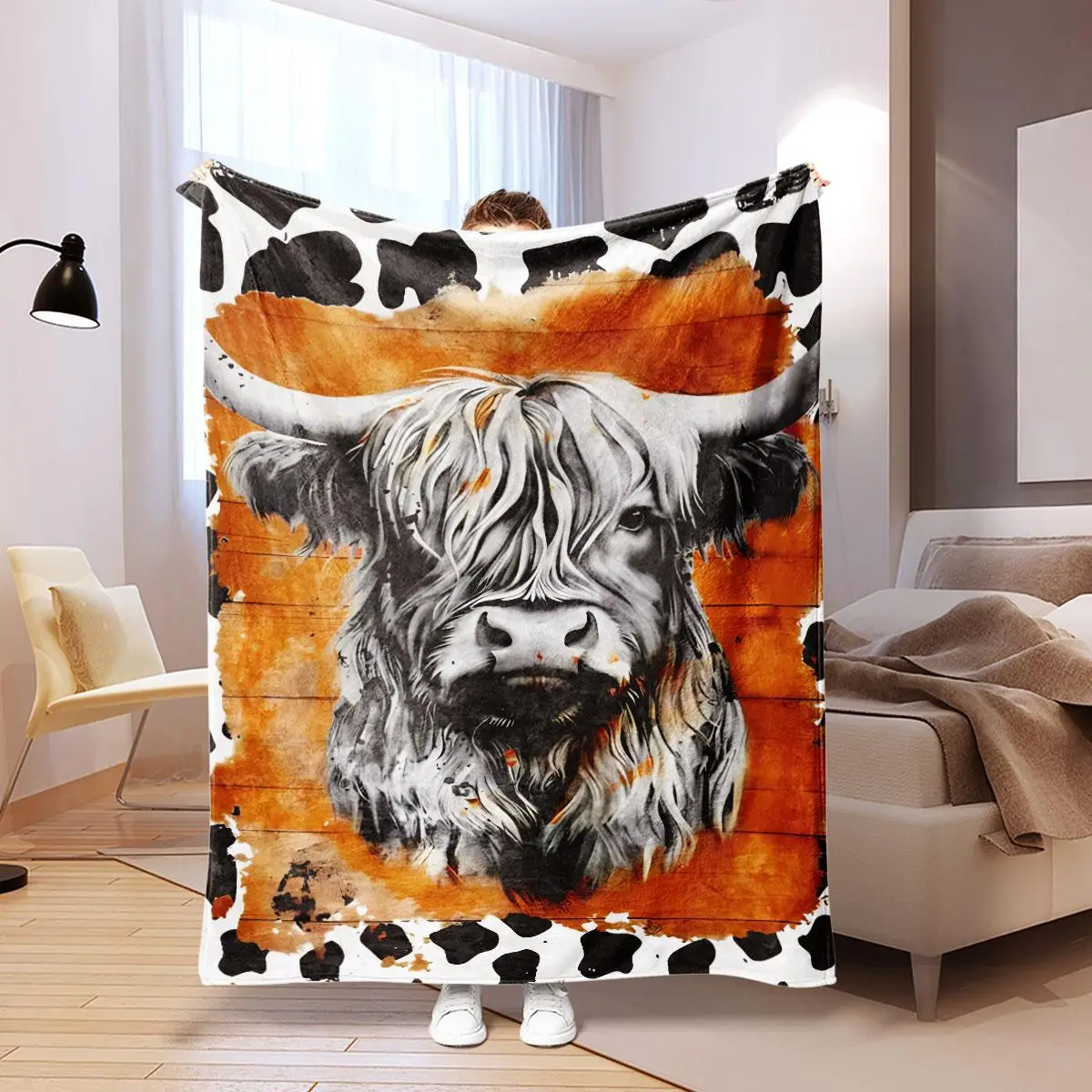 Yak Print Cozy Bed Blanket, Soft Comfortable Warm Napping Throw Blanket for Sofa Couch Chair 2024 Outdoor, Sleeping Bedding, Bedroom Decor, Bedroom De