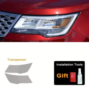 For Ford Explorer U502 U625 2016-2019, Precut Headlight Protective film Transparent or Smoked Black TPU Headlight Sticker