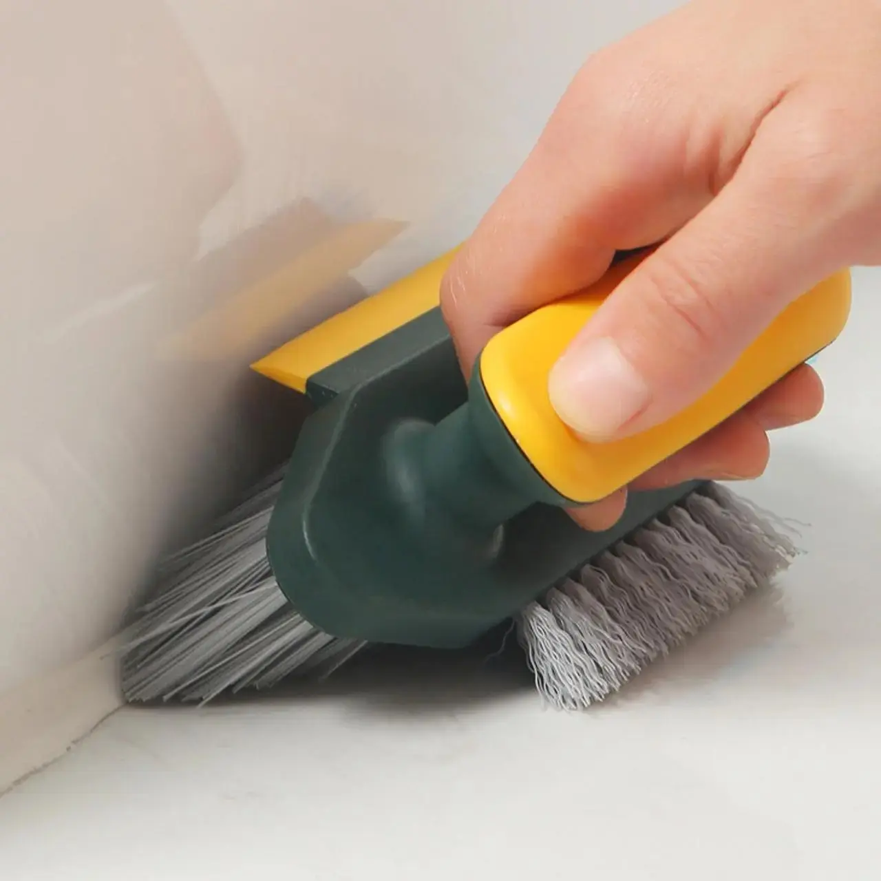 4-in-1 Multi-Use Kitchen Cleaning Brush with Handle - 1 Count Specialized Cleaning Scrubber, Plastic Bristles, Reduces Hand Fatigue, Comfortable Durable, Adults' Home Cleaning Kitchenware Supply