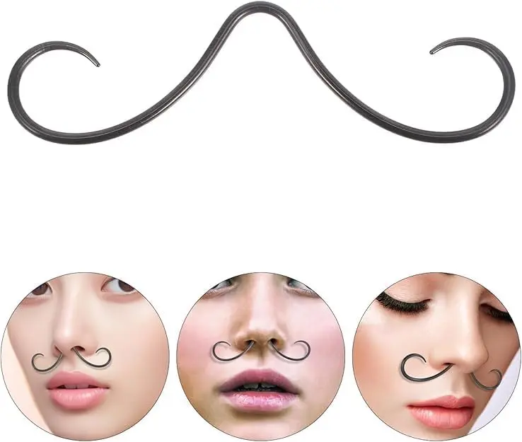 14G Mustache Septum Ring 316L Steel Nose Rings Smile   Nose Hoop Nasal Septum Ring for Women Men