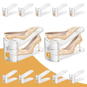 10 Pack Clear Shoe Slots Organizers Shoe Stacker Organizer for Closet Shoe Stackers for a Pair of Shoes Shoe Display Shelf Shoe Rack Holders Space Saver Organizer for Shoe