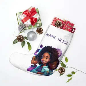 Customized I AM Black Girl Magic Christmas Stockings Personalized with Kid Name Kids Stocking Black Girl Gift for Girl Fleece Ornaments Multicolor Decoration