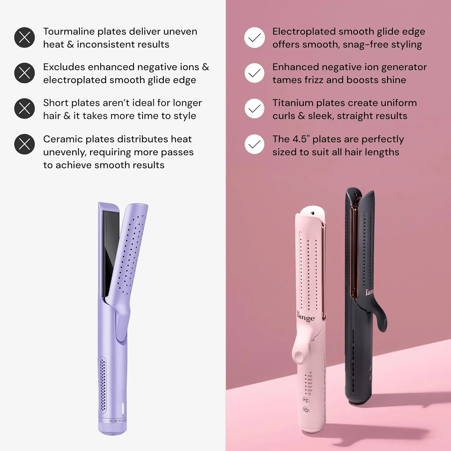 l\'ange Le duo Flat iron/Curling in Blush Pink L main image 4