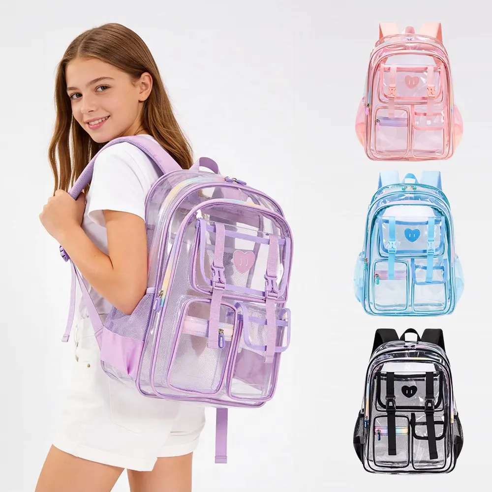 High-Capacity Transparent PVC Backpack - Waterproof 42 x 30 x 18 Outdoor Storage Pack for Youth, Children - Sports & Outdoor Cycling School Bagback to school backpackwaterproof travel backpack