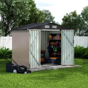 GARVEE 6x8x6.4 FT Outdoor Storage Sheds, Metal Garden Tool Shed for Backyard, Large Metal Sheds Outdoor Storage with Lockable Doors & Air Vents for Backyard Garden Patio Lawn