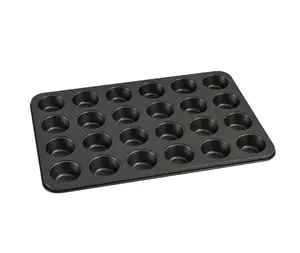 24 Cavity Mini Muffin Pan Non-Stick Carbon Steel 1.8 Inch Cups Gray Bakeware for Baking High-Quality Baking Tray