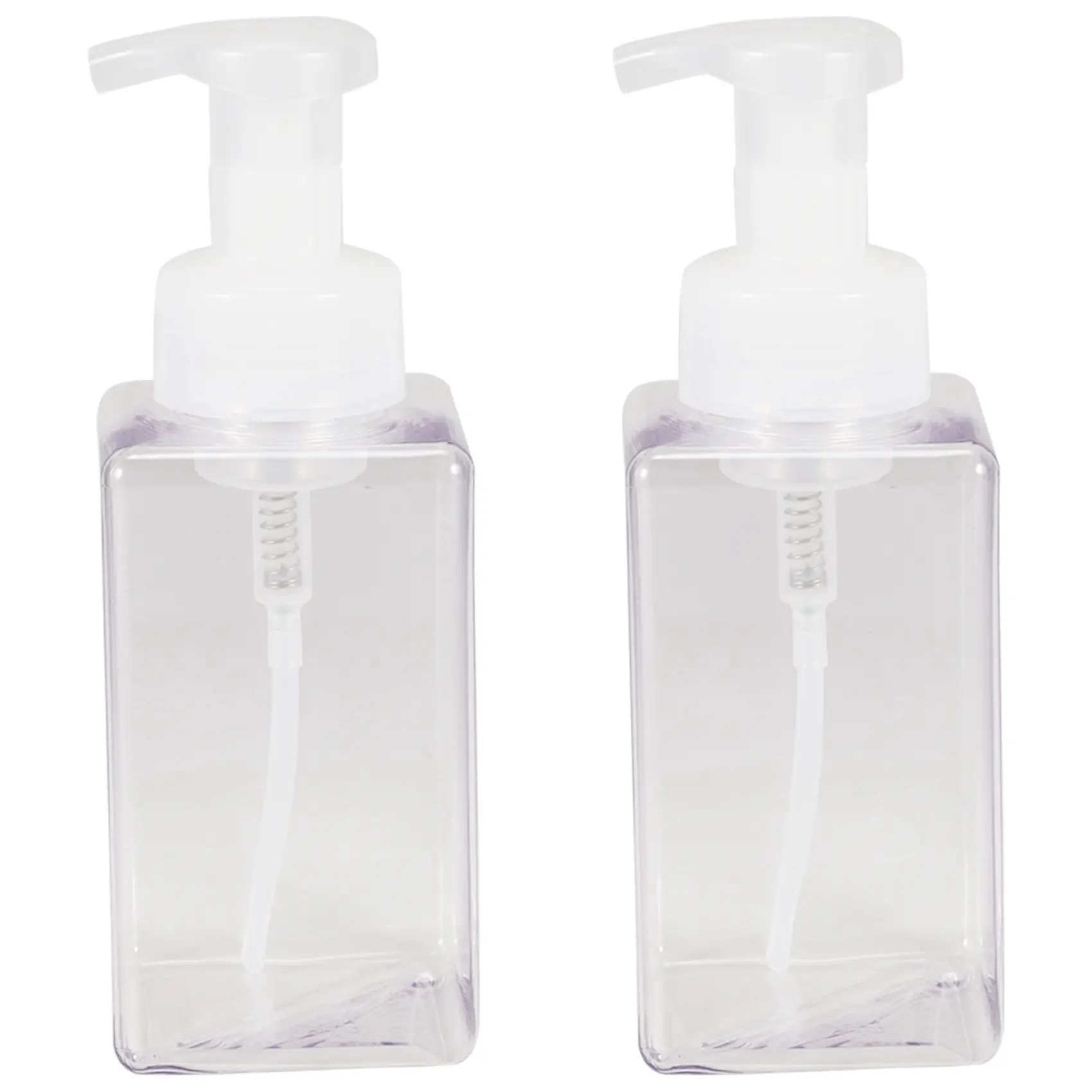 2 Pack Foaming Soap Dispenser 15Oz Refillable Foam Liquid Hand Soap Empty Plastic Pump Bottle Container - Clear 450Ml