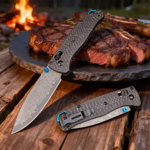 535 Damascus knife for EDC and outdoor survival, mini pocket knife with a high-carbon fiber handle made from Damascus steel, exquisitely patterned folding blade-ideal for camping, picnics, fishing, and carrying outdoors as an outdoor utility tool