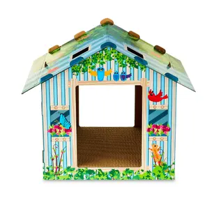 Corrugated Cardboard Cat Scratching Pad, Multicolored Indoor Tree House, OS, Soft and Flexible Design for Cat Use