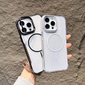 Hourglass Slim Ring Magnetic Phone Case with Metal Lens Stand - Compatible with iPhone 16 Pro Max/15/14/13/12/11, Minimalist & Niche Design, Viral Same-Style, Luxury Vibe, Drop-Proof Protective Case for Men & Women