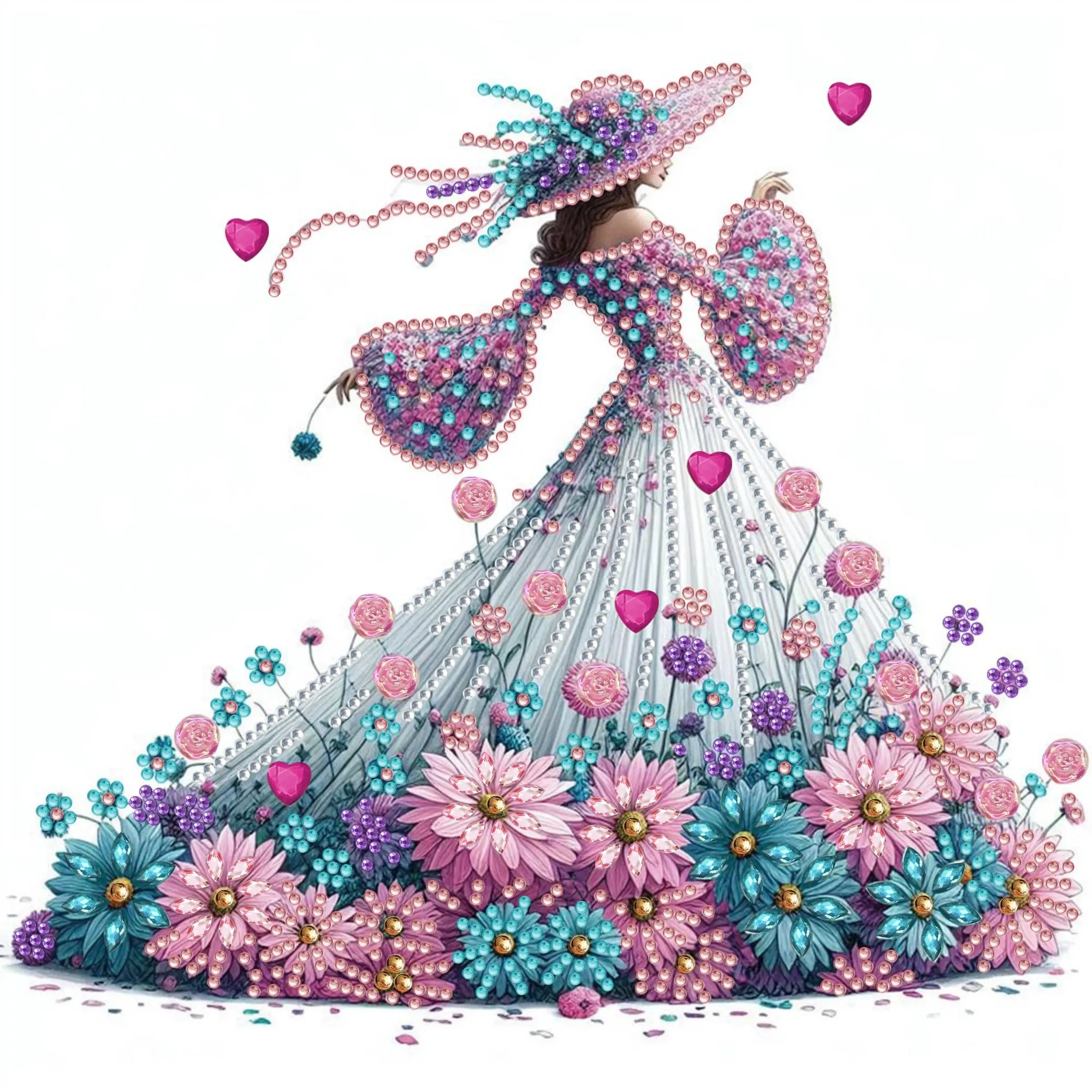 Flower & Lady Daisy Pattern DIY Diamond Arts Colorful Painting Handicraft Kit without Frame, DIY 5D Diamond Arts Colorful Painting for Home Wall Decor Diamond Painting Kits