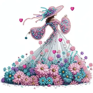 Flower & Lady Daisy Pattern DIY Diamond Arts Colorful Painting Kit without Frame, DIY 5D Diamond Arts Colorful Painting for Home Wall Decor