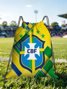 1 pc Brazil Football Print Drawstring Bags Men Women Storage Backpack Teenager Travel Bag Multi-function Pocket Match Day Essentials