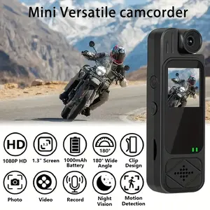 1080P Action Camera with Motion Detection and Night Vision - 180° Clip-on Camera | 4-Hour Battery Life Loop Recording Suitable for Cycling Security and Sports