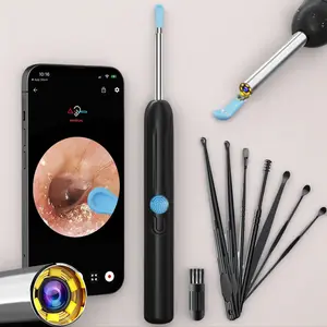 Smart Camera Ear Cleaner Set: Silicone Earwax Remover, Works with iPhone/Android, Spring Gift Version (Incl. UV Storage Case)