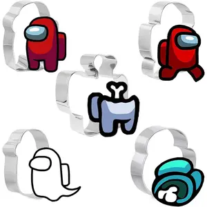 5 Pack Cookie Baking Molds DIY Funny Stainless Steel Cookie Cutter and Fondant Cutter and Clay Cutter for Homemade Baking Tin White
