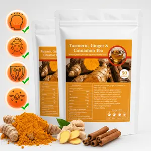 Turmeric Ginger Cinnamon Tea – 50Handmade Eco Bags | Caffeine-Free, Sugar-Free, Vegan