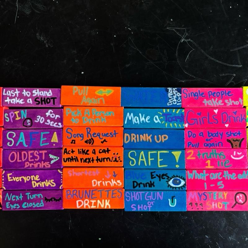 Hand-Painted Drinking Jenga Game – Colorful Party Edition